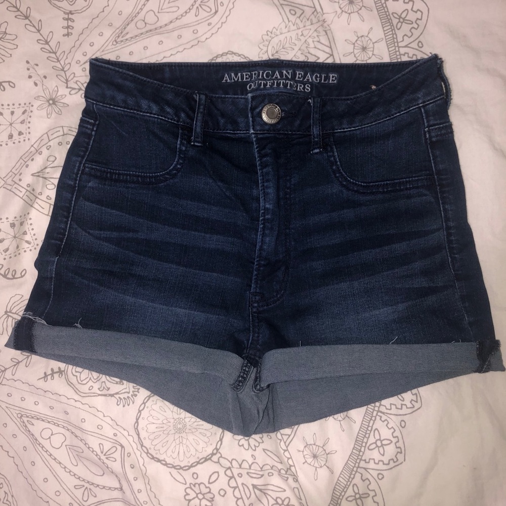 American Eagle “sky high shortie” jean shorts